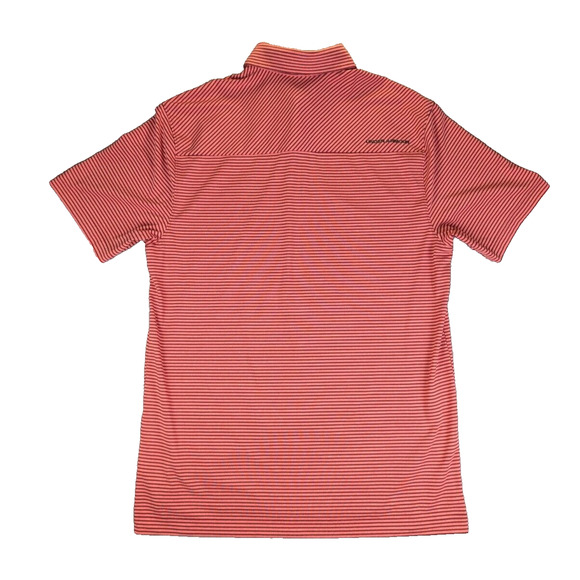 Under Armor Polo Shirt Medium Men's Pink Striped Heat Gear Loose Short Sleeve - Picture 2 of 9